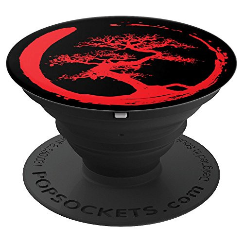 Red Zen Bonsai Tree in Enso Circle PopSockets Grip and Stand for Phones and Tablets