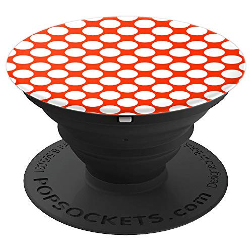 White Red Polka Dot Circle Pattern Gift for Girls Women PopSockets Grip and Stand for Phones and Tablets