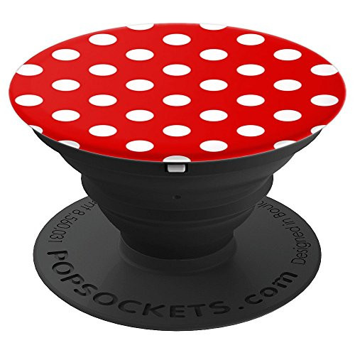 Red White Polka Dots Pattern Dot Retro PopSockets Grip and Stand for Phones and Tablets