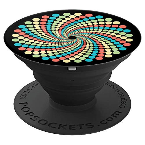 Retro Halftone Dot Circle Spiral Twist Geometric Pattern PopSockets Grip and Stand for Phones and Tablets