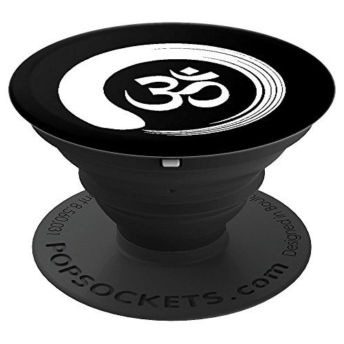 Ohm Symbol Inside Enso Circle Zen Buddha Meditation PopSockets Grip and Stand for Phones and Tablets