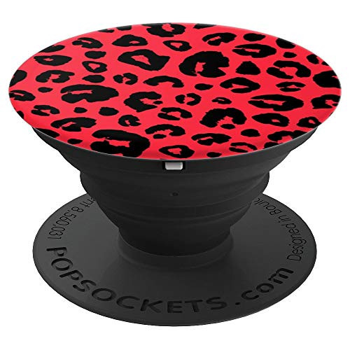 Leopard Animal Print in Red and Black Design PopSockets Grip and Stand for Phones and Tablets
