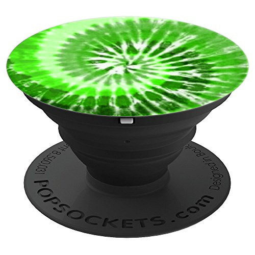 Tie Dye Spiral Circle Green PopSockets Grip and Stand for Phones and Tablets