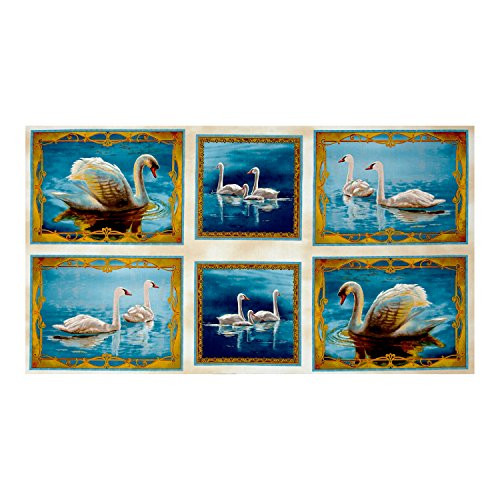 Fabric  Fabric Cream QT Fabrics Splendid Swan Picture Patches 24 Panel