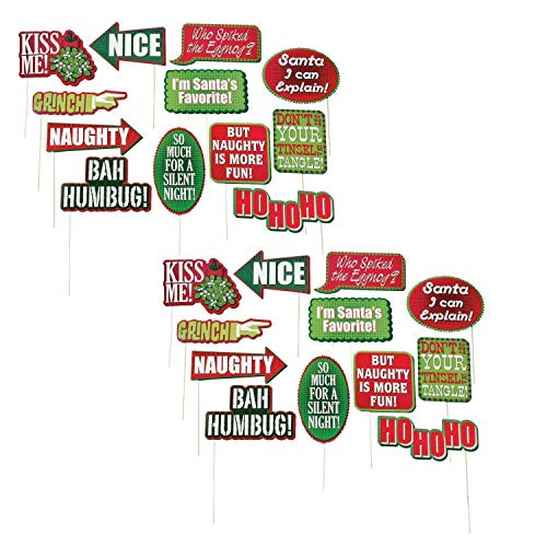 Fun Express Paper Christmas Conversation Bubble Party Photo Picture Booth Prop Sticks - 24 Pieces