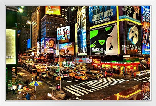 Precious Broadway Midtown Manhattan New York City NYC Illuminated Photo Photograph White Wood Framed Poster 20x14 Precious Broadway Midtown Manhattan New York City NYC Illuminated Photo Photograph White Wood Framed Poster 20x14