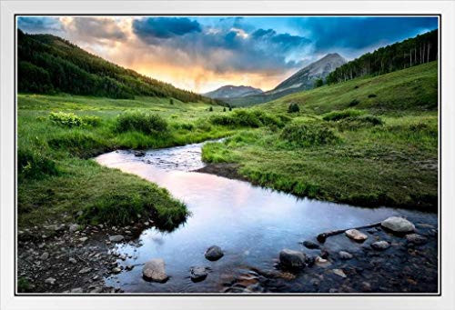 Crested Butte Colorado Rocky Mountains Landscape Photo White Wood Framed Poster 20x14 Crested Butte Colorado Rocky Mountains Landscape Photo White Wood Framed Poster 20x14