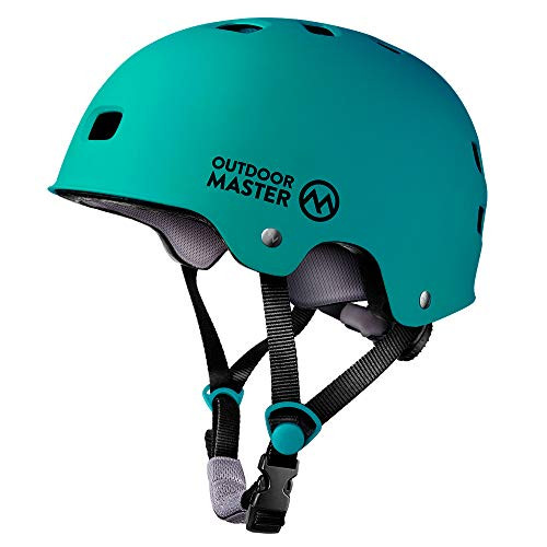 OutdoorMaster Skateboard Cycling Helmet  ASTM  CPSC Certified Two Removable Liners Ventilation Multisport Scooter Roller Skate Inline Skating Rollerblading for Kids Youth  Adults  L  Sea Green