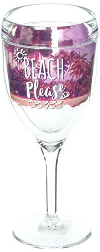 Tervis 1288133 Beach Please Tumbler with Wrap 9oz Wine Glass, Clear