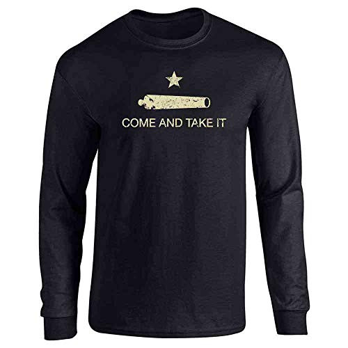 Pop Threads Come and Take It Flag Black L Full Long Sleeve Tee TShirt