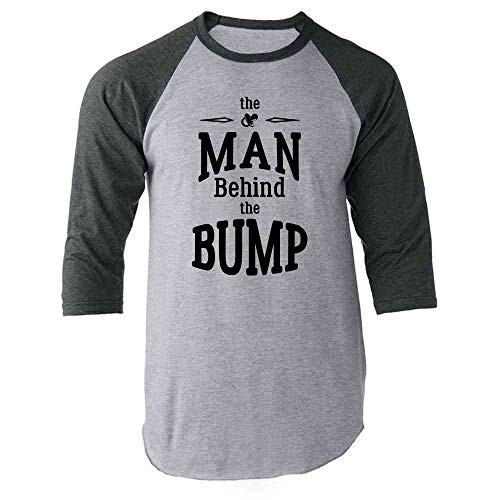 Pop Threads The Man Behind The Bump Gift for Dad Gray M Raglan Baseball Tee Shirt