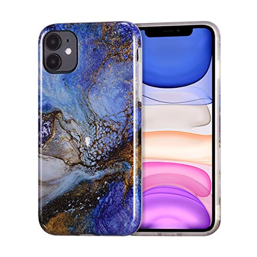 UEEBAI Case for iPhone 11 61 inch Stylish Marble Case Ultra Slim Glossy Shockproof Flexible TPU Bumper Soft Case AntiScratch Protective Cover for Apple iPhone 11 61  Blue Black