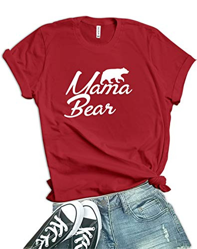Red Mama Bear T Shirt  Funny T Shirts for Women  Mama Bear M