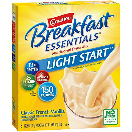 Carnation Breakfast Essentials Light Start Powder Drink Mix Classic French Vanilla 8 Packets Pack of 8 Boxes Packaging May Vary