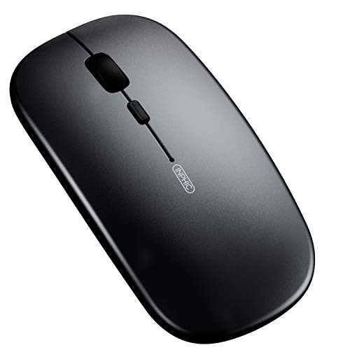 Bluetooth Mouse Inphic Rechargeable Wireless Mouse TriMode Bluetooth 503024ghz with UltraSlim and Silent Click 1600dpi 3 Adjustable Optical Portable Mouse for Pc MacBook Ipad Os Black