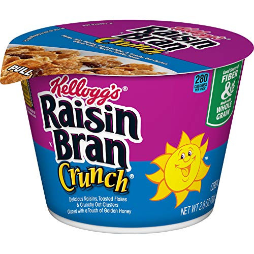 Kelloggs Raisin Bran Crunch Breakfast Cereal in a Cup Original Good Source of Fiber Single Serve 28 oz 1 Count