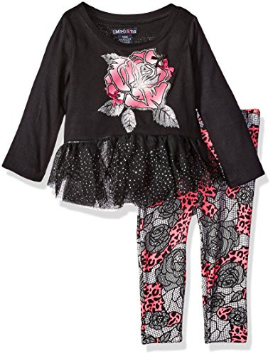 Limited Too Baby Girls 2 Piece Set Long Sleeve Top and Legging Pant BlackKR44 12M