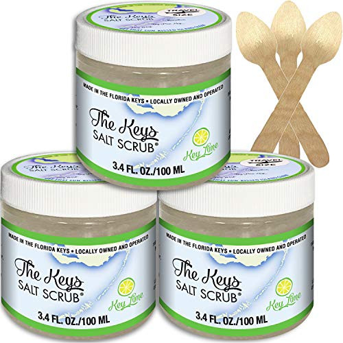 The Keys Salt Scrub  Premium Exfoliating Sea Salt Body Skin Scrubs Key Lime Travel Size 3 Pack 34 oz