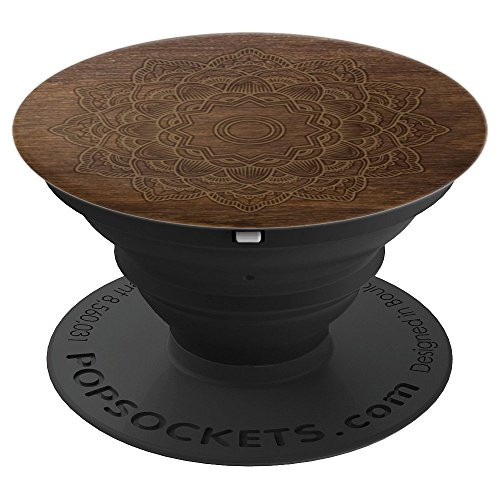Bali Lotus Flower Wood Carving PopSockets Grip and Stand for Phones and Tablets