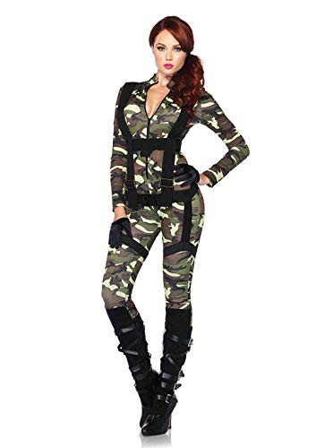Leg Avenue Womens 2pcpretty Paratrooperzipper Front Camo Jumpsuit and Body Harness Large