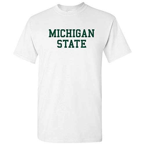 AS01  Michigan State Spartans Basic Block TShirt  3XLarge  White