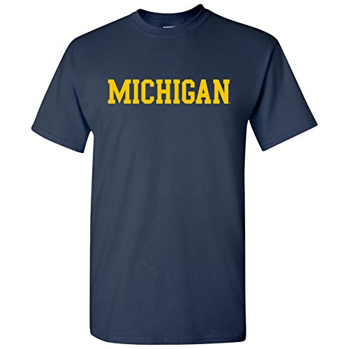 AS01  Michigan Wolverines Basic Block TShirt  Medium  Navy