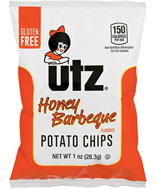 Utz Potato Chips Honey Barbeque  1 oz Bags 60 Count  Crispy Potato Chips Made from Fresh Potatoes Crunchy Individual Snacks to Go Cholesterol Free TransFat Free Gluten Free Snacks