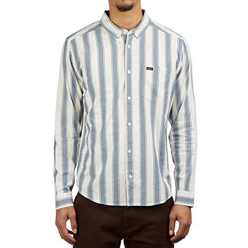 RVCA Men Caravan Striped Long Sleeve Shirt White XXLarge