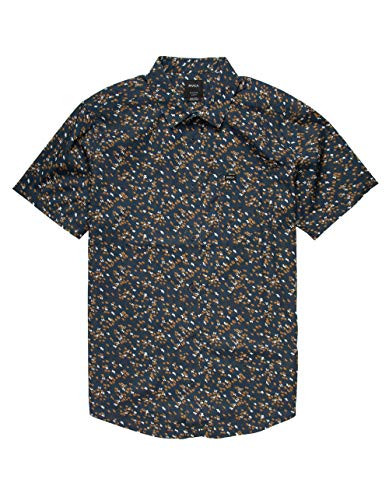 RVCA Men Eternal Short Sleeve Shirt Blue Large