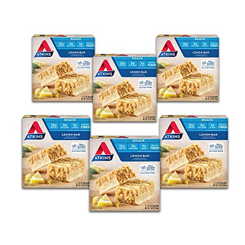 Atkins Gluten Free Snack Bar Lemon Bar Keto Friendly 705 Ounce Pack of 6