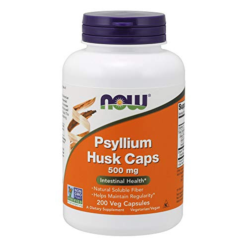 NOW Psyllium Husk 500mg 200 Capsules Pack of 3