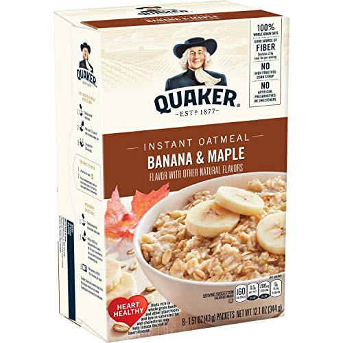 Quaker Instant Oatmeal Breakfast Cereal Banana and Maple 121 Ounce Quaker Instant Oatmeal Breakfast Cereal Banana and Maple 121 Ounce