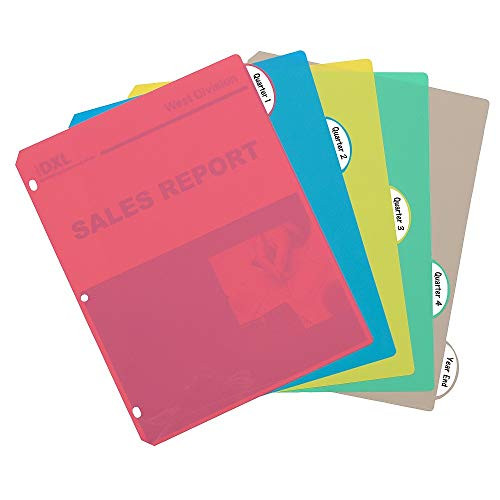 1InTheOffice Poly Binder Index Dividers 5 Tab Set Assorted Colors 11x8 12 2 Pack