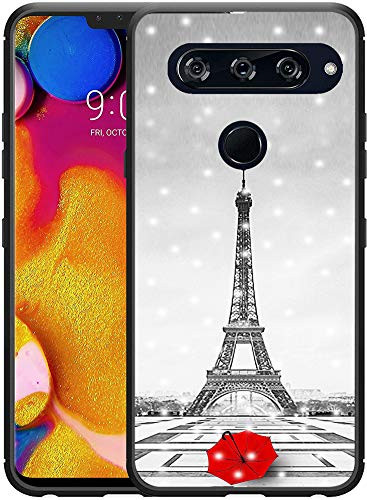 V40 ThinQ Case Eiffel TowerIWONE Designer Rubber Durable Protective Skin Cover Shockproof Compatible for LG V40 V40 ThinQ Get Lost in Paris Creative Romantic Eiffel Tower Design