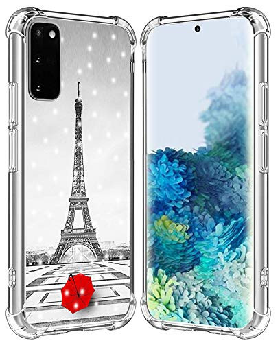 IWONE S20 Case Eiffel Tower Designer Rubber Durable Protective Skin Cover Shockproof Compatible with Samsung Galaxy S20 5G Get Lost in Paris Creative Romantic Eiffel Tower Design