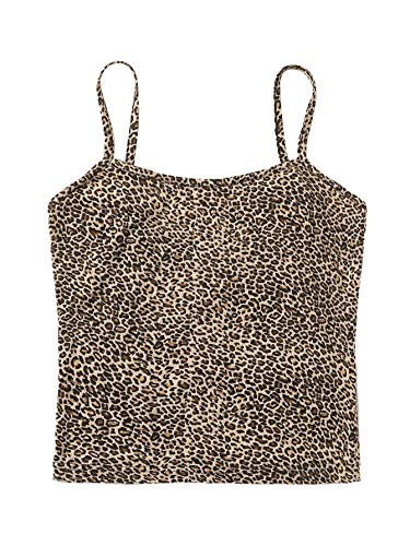 SOLY HUX Womens Spaghetti Strap Leopard Print Cami Crop Top Multicoloured S
