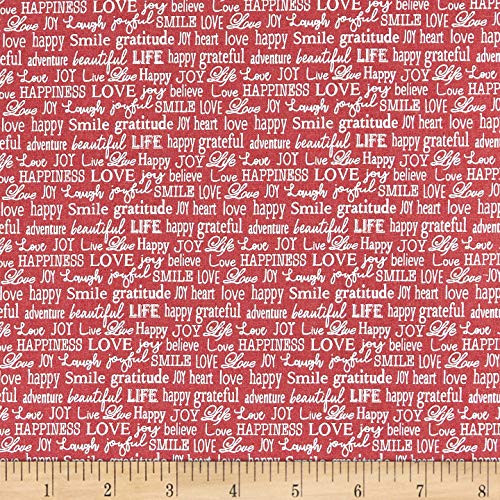 Benartex Contempo Words to Live By Tiny Words Red Fabric by the Yard