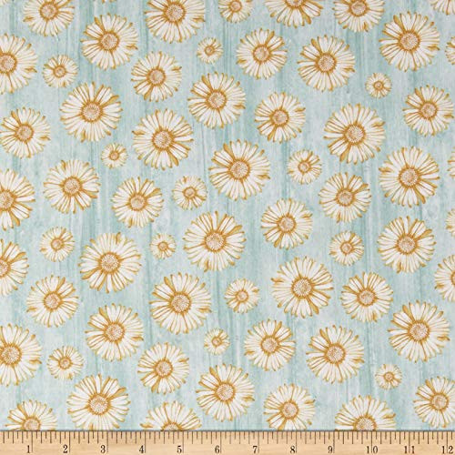 Benartex Contempo Words to Live By Daisy Turquoise Fabric Fabric by the Yard