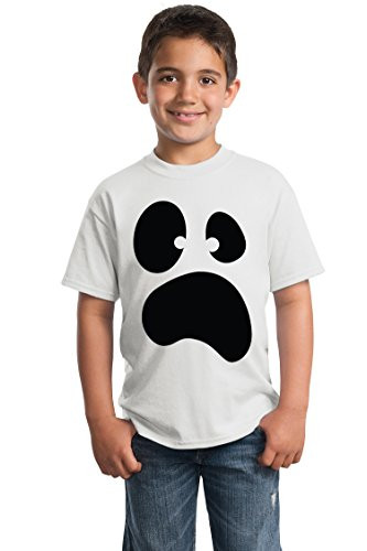 Silly Ghost Face  Spooky Halloween Ghoul Face Easy Costume Youth TShirtYouthS White
