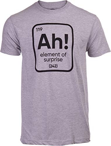 Ah! The Element of Surprise  Funny Science Teacher Sarcastic Joke Saying Comment Phrase Men TShirtAdultM