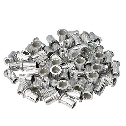 100 Pieces 1420 Aluminum Rivet Nuts Threaded Inserts Rivnuts Nutsert