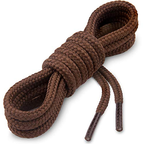 Miscly Round Boot Laces 1 Pair Heavy Duty and Durable Shoelaces for Boots Work Boots  Hiking Shoes 54 Brown