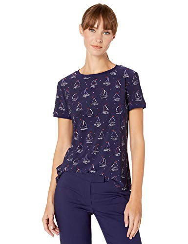Anne Klein Womens Button Back TOP EclipseCape Cod Combo M