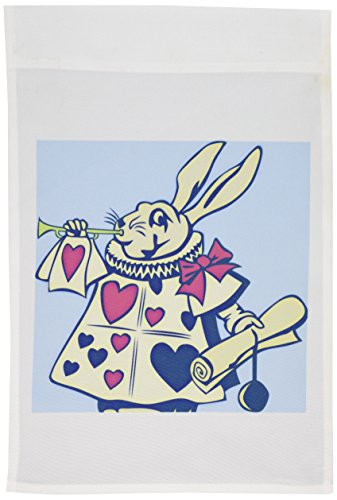 3dRose fl_55724_1 Magical Rabbit Fun and Whimsical Art Alice in Wonderland Garden Flag, 12 by 18-Inch