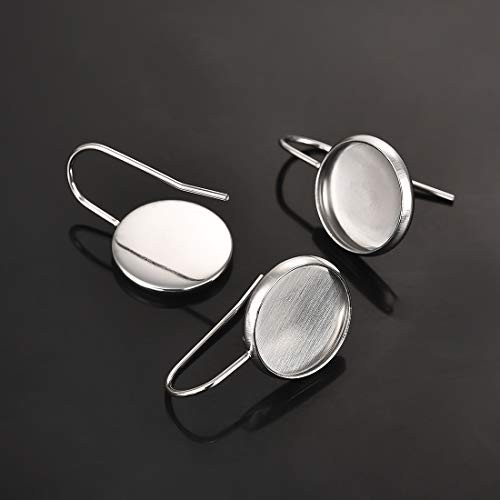 DROLE 30Pcs Stainless Steel Earring Bezel Blanks Cabochon Setting Bezel Blank Fit 12mm Glass Cabochons for DIY Craft Jewelry Making Steel Color