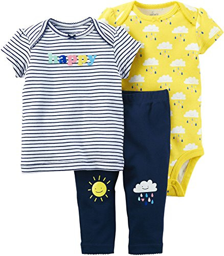 Carters Baby Girls 3 Piece Little Character Set Newborn BlueYellow
