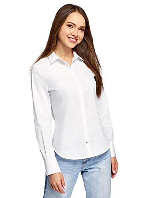 oodji Ultra Womens Basic Cotton Shirt White 10
