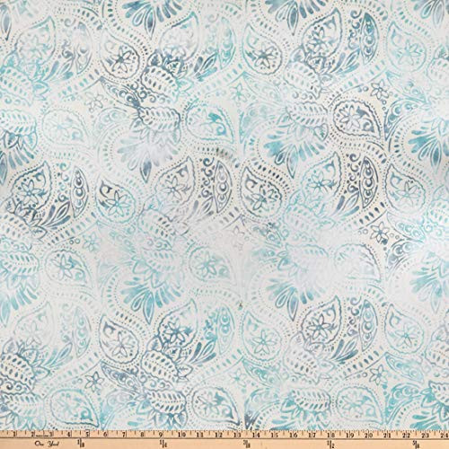 Wilmington Batik Packed Paisley CreamBlue Fabric by the Yard