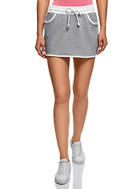 oodji Ultra Womens Jersey Skirt with Elastic Waistband Grey Small