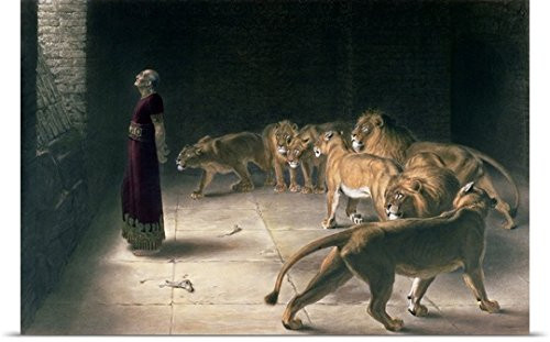 GREATBIGCANVAS Entitled Daniel in The Lions Den Mezzotint Poster Print 30 x 20 Multicolor